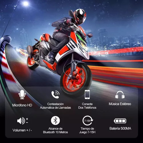 Audiofones Bluetooth Para Música, Capacete De Motociclista
