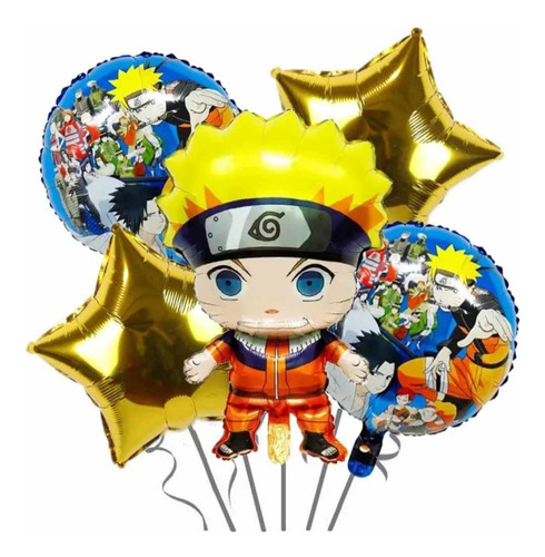 Kit 5 Globos Cumpleaños Anime Naruto Decoracion Fiesta 