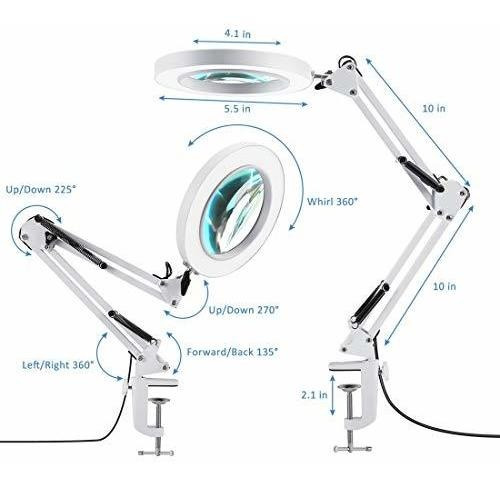 Lancosc Lampara Escritorio Lupa Abrazadera 3 Modo