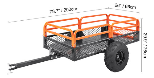 Vevor Remolque De Jardin 2 Neumaticos 15cu.ft Negro+rojo Color Naranja