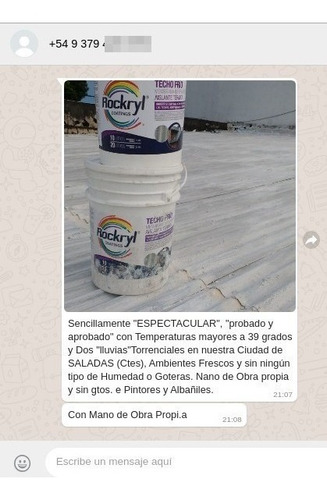 Membrana Liquida Aislante Termica 20 Lt Rockryl® - Envios