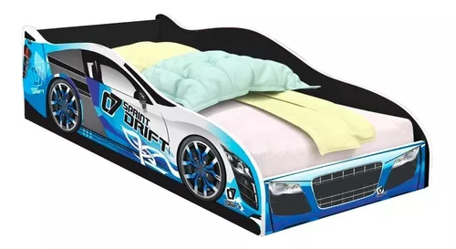 Cama Infantil Carro Drift 150x70 - Branco/Preto - RPM Móveis