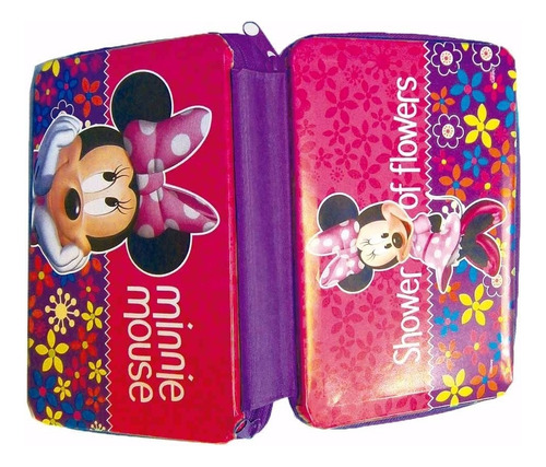 Cartuchera Cresko Minnie 2 Pisos Color Fucsia Y Violeta Minnie Mouse