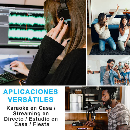 Mezclador 6 canales 16 Dsp Mezcladora de Sonido con 4 Entradas Mono Consola USB y Bluetooth Mixer Audio Alimentación Phantom de +48V Livehouse Karaoke