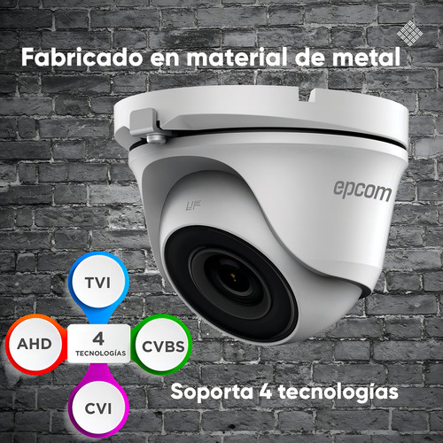 Epcom Kit De 4 Camaras De Seguridad Metalicas Domo 5mp Protección Ip66 Para Uso Exterior + Dvr 4ch Turbohd Con Detección De Movimiento Y Salida De Alarma +3tb Hdd Modelo Ev8004e50-plus+3tb