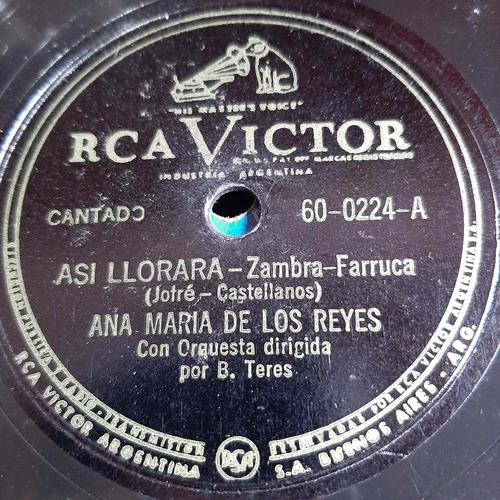 Pasta Ana Maria De Los Reyes Con B Teres Orq Rca Victor C399