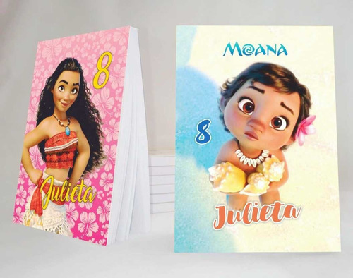 Moana Princesa Souvenir Anotador Personalizado X30 7x10cm