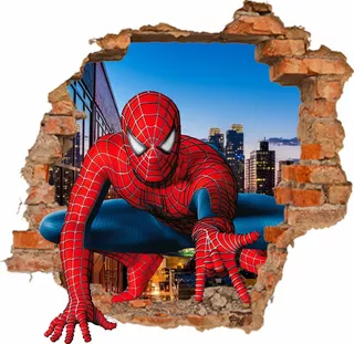 Adesivo Parede Homem Aranha Spiderman Buraco 3d 1x1 Metro
