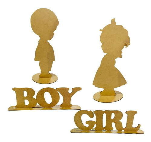 Boy E Girl + Silhueta Menino E Menina Chá Bebe Revelação