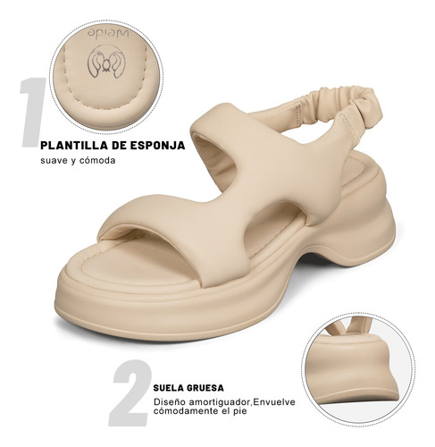 Sandalias Cuña Elástico Comodas Ligeras Antidesliz Weide