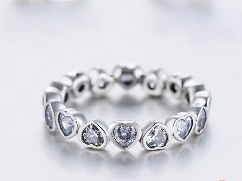 Anillo Corazones Y Circonios 100% Plata 925 Estilo Pandor