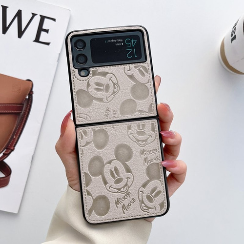 Funda Capa Mickey Leather Para Galaxy Z Flip 5 4 3 6 Z Flod 2 3 4 5 6 Find N2 N3 X Flip Xiaomi Mixflip Mix Flip