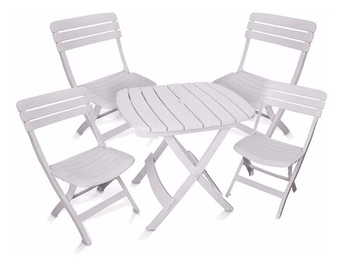 Mesa E Cadeiras Conjunto Branco Jardim Bar Piscina Pronta