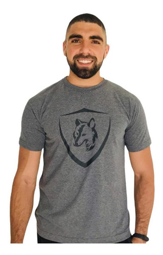 Imagem 1 de 2 de Camiseta Brasão Lobo Mescla C002