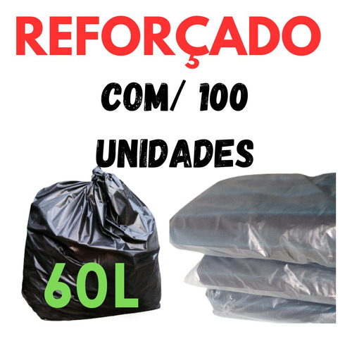 Saco De Lixo 60 Litros- Resistente  Pct C/50 Unidades