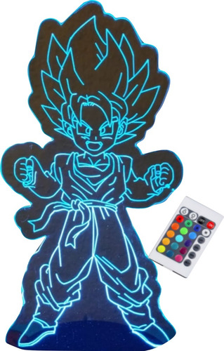 Lampara 3d Ilusion Visual  Goku Niño Dragn Ball Z Base Negra