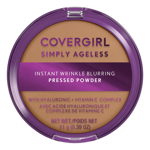 Base de maquillaje en polvo CoverGirl Simply Ageless Pressed Powder Instant Wrinkle Blurring tono 255 soft honey - 11g