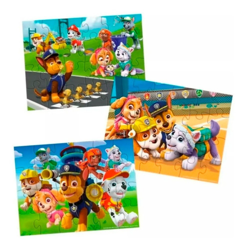 Imagen 2 de 4 de Paw Patrol 3 Rompecabezas Madera 24 Pz Patrulla Canina