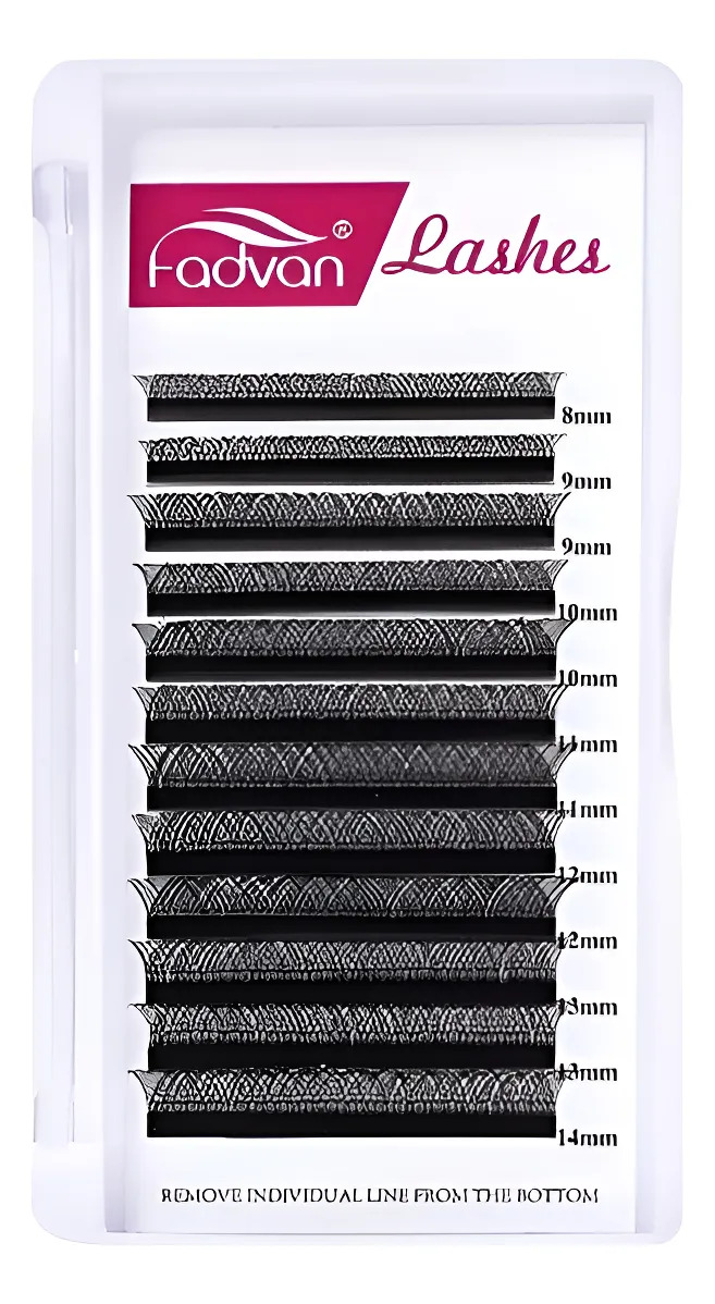 Cílios Fadvan Yy W Volume Brasileiro Unitário Comprimento 8-12 mm Cor Preto Espessura 0.07 mm Tipo de curvatura D
