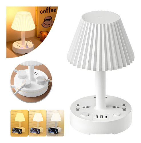 Lampara escritorio multicontacto usb 2 puertos USB y 1 puerto Tipo C 3 modos de luz con soporte para teléfono Seis