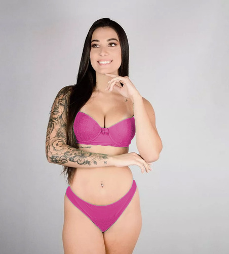 Conj Microfibra C/ Renda E Calcinha Fio Conforto Afrodite