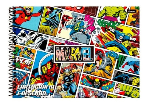  Foroni Marvel Cartografía 80 folhas  lisas unidade x 1 vingadores