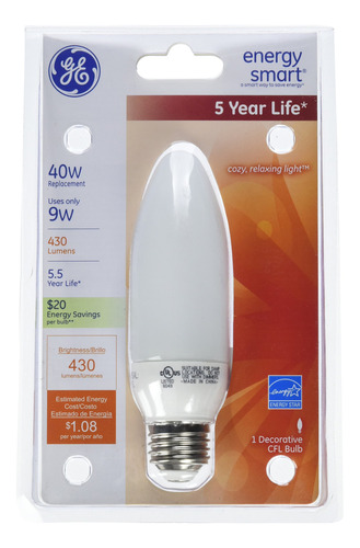 Ge Lighting Energy Smart Cfl Bombilla (reemplazo W) Lumene