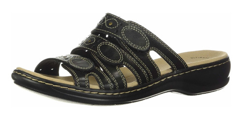 Clarks Leisa Cacti Slide Sandalia Para Mujer, Negro, 8.5