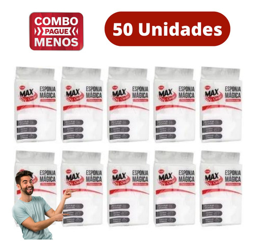 Kit 50 Esponjas Mágica Bucha Melamina Tira Mancha Limpa Tudo