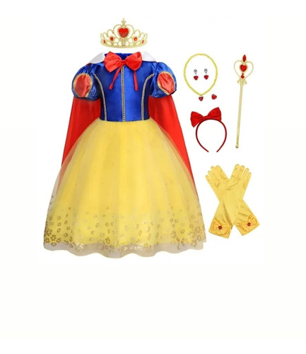 Disfraz Princesa Blanca Nieves Más Accesorios Para Niñas 