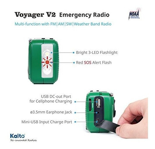 El Mejor Am/fm Portátil Con Solar/manivela De Noaa, Onda Cor