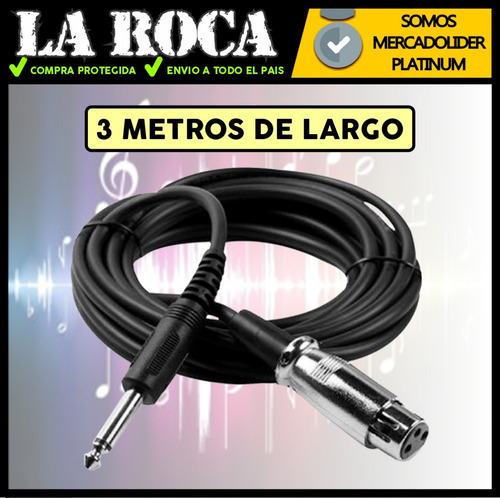 Imagen 4 de 10 de Cable Plug Canon Microfono 3 Metros Xlr 3 Pines Sonido