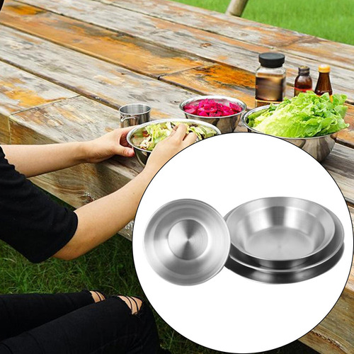 - Set De Platos Y Tazones De Acero Inoxidable, Juego De