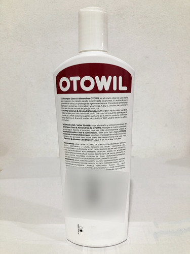 Imagen 3 de 7 de Shampoo Aceite De Coco Y Almendras De Otowil X410ml