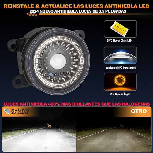 2 Faro Niebla Led Lupa 3.5'' Redondo Bicolor Color Ojo Angel Set-35jc237