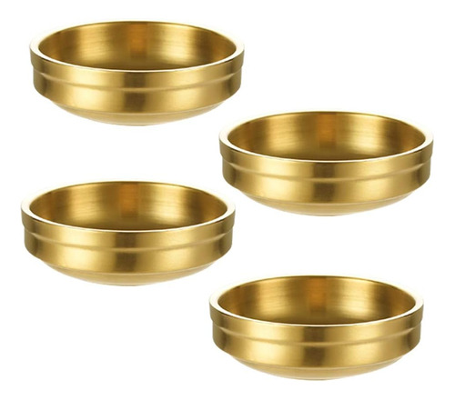 4pcs Mini Plato De Salsa De Acero Inoxidable De Dos Pisos, C