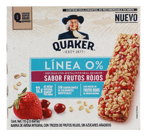 3 Pzs Quaker Barras De Avena Integral Frutos Rojos 115gr