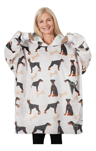 Manta Con Capucha Doberman Pinscher Regalos Para Todos Gris