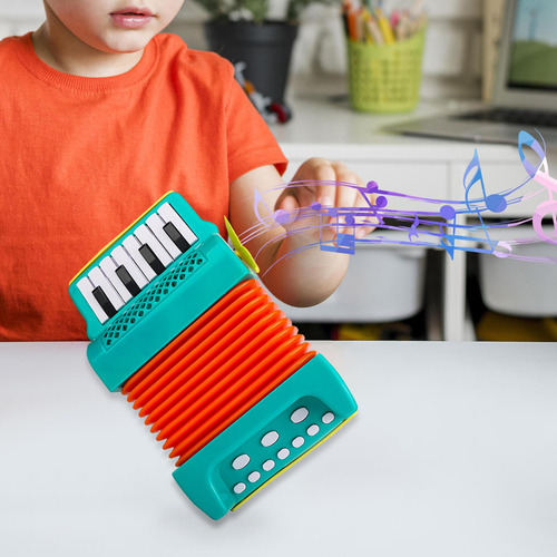 Acordeón De Piano Bajo De 10 Teclas Y 8 Instrumentos Verde
