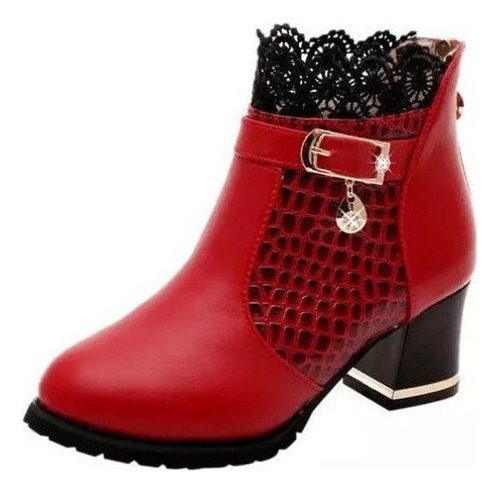 Botas Mujer Otoño Invierno Vintage Cuero Tobillo Cordón