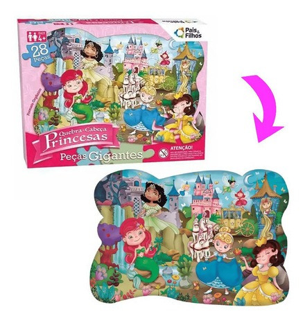 Imagem 1 de 4 de Quebra-cabeça Gigante - Princesas 28 Peças - Pais E Filhos