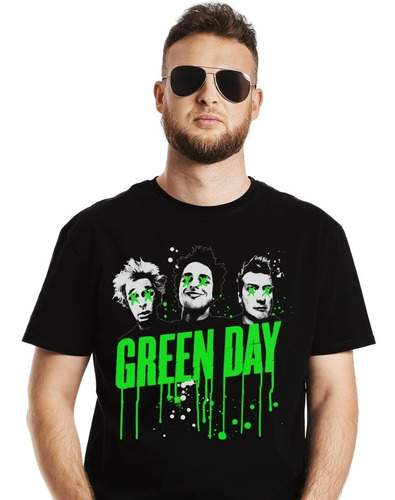 Polera Green Day Faces Punk Impresión Directa