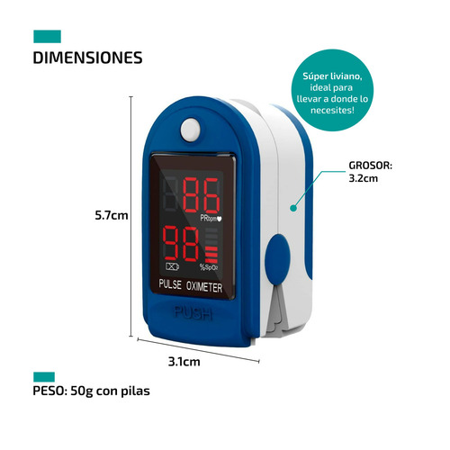 Imagen 5 de 9 de Oxímetro de pulso para dedo Femmto 50DL azul/blanco