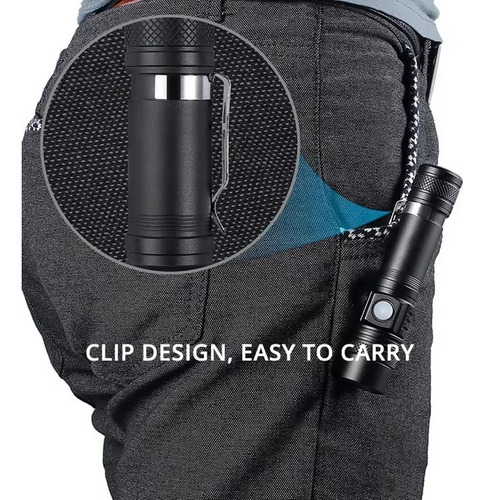 Mini Lanterna Led, Carregamento Usb, Zoom Telescópico, Luz D
