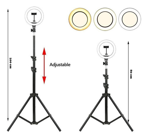 Ring Light Iluminador Led Celular 26 Cm Tripé Live Foto Pro