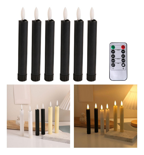 6 Piezas De Velas De Pilar Led Velas Cónicas Sin Llama