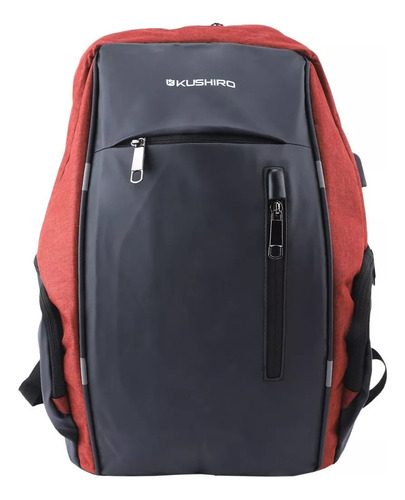 Mochila Con Puerto Usb Negro/rojo Impermeable Kushiro