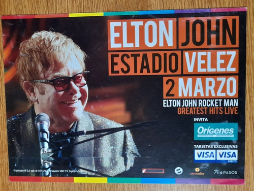 Programa Folleto Flyer Elton John Argentina