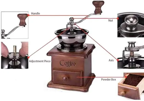 Molino De Café Manual Portátil De Madera Vintage - Marrón