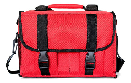 Bolso Para Fotografía Grande Semi Rígido Tela Cordura Color Rojo